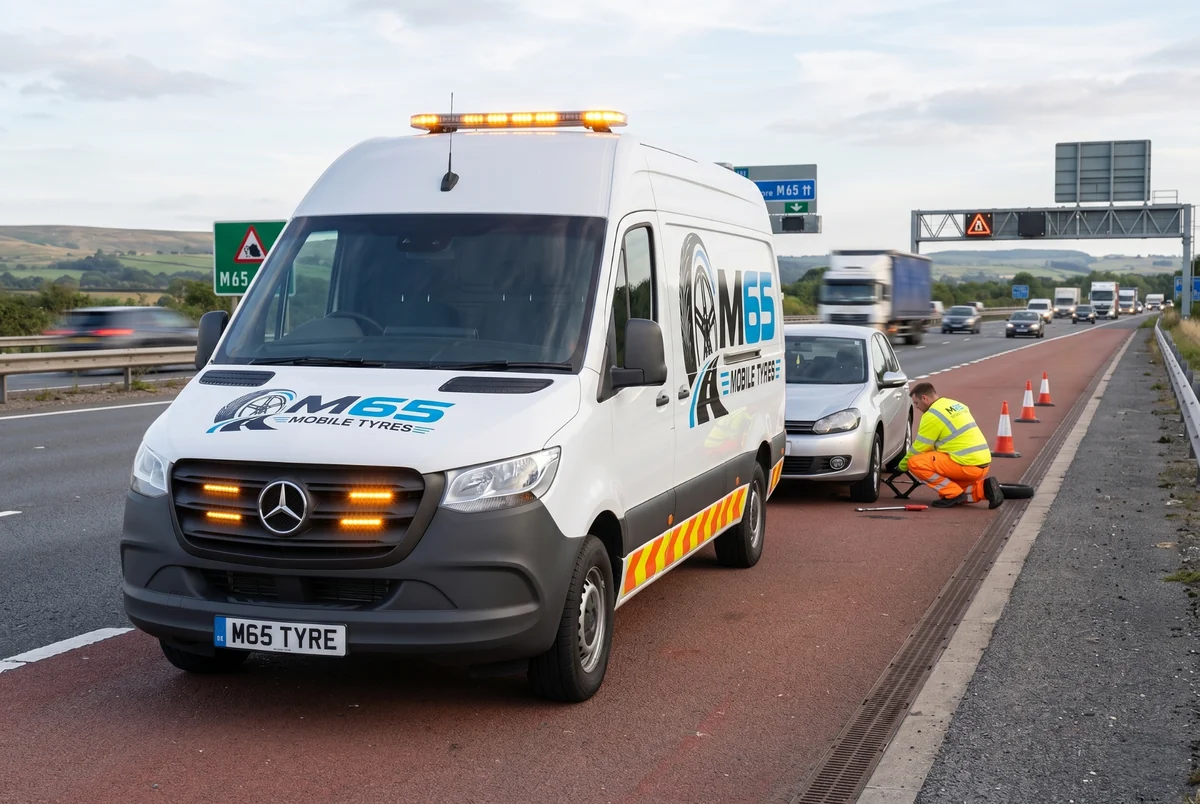 M65 Mobile Tyres emergency roadside mobile tyre fitting on the M65 in Lancashire